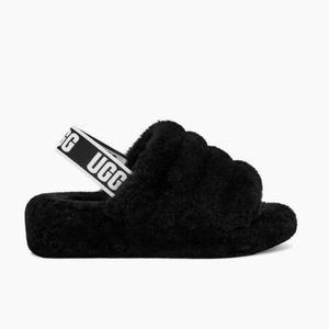 BRAND NEW UGG BLACK “FLUFF YEAH SLIDE”